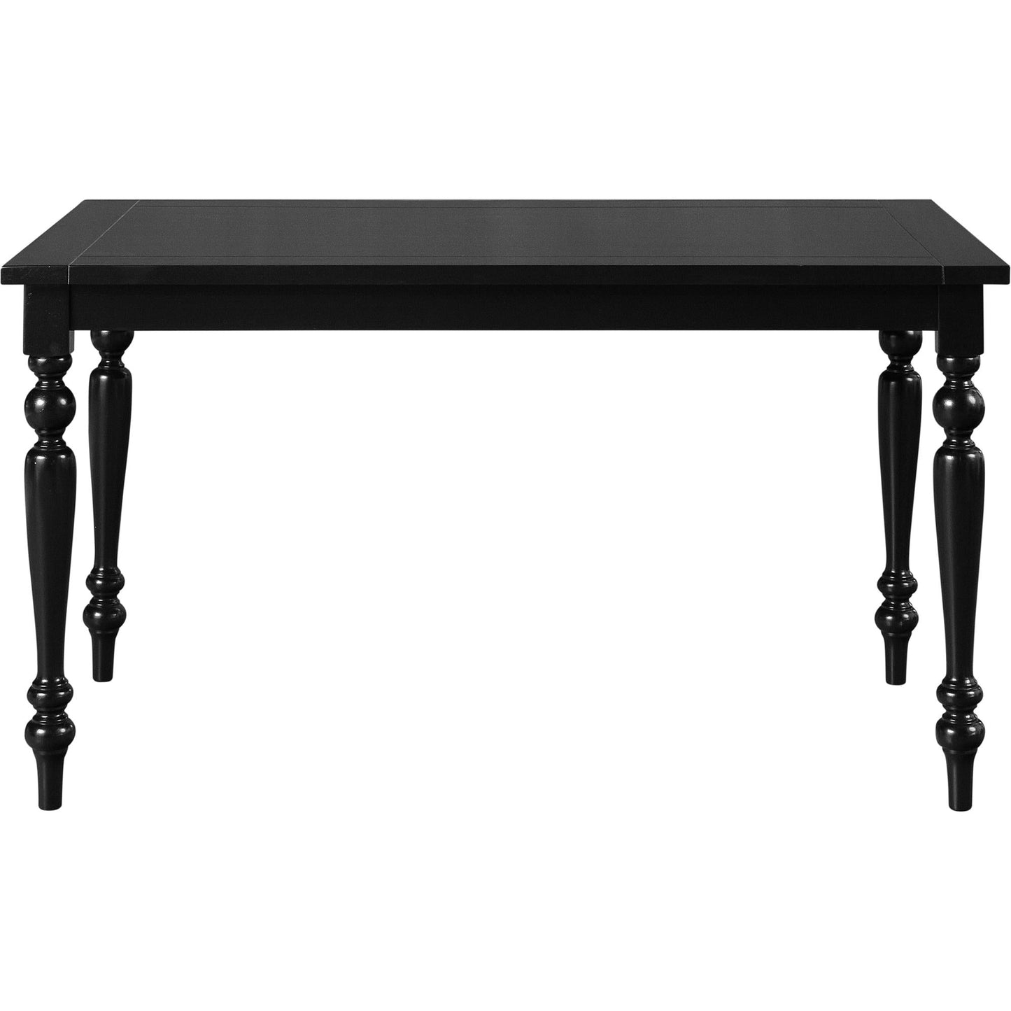 Chic black farmhouse dining table, perfect for rustic, industrial, or modern decor. Sturdy rectangular design adds a sophisticated touch to any kitchen or dining room