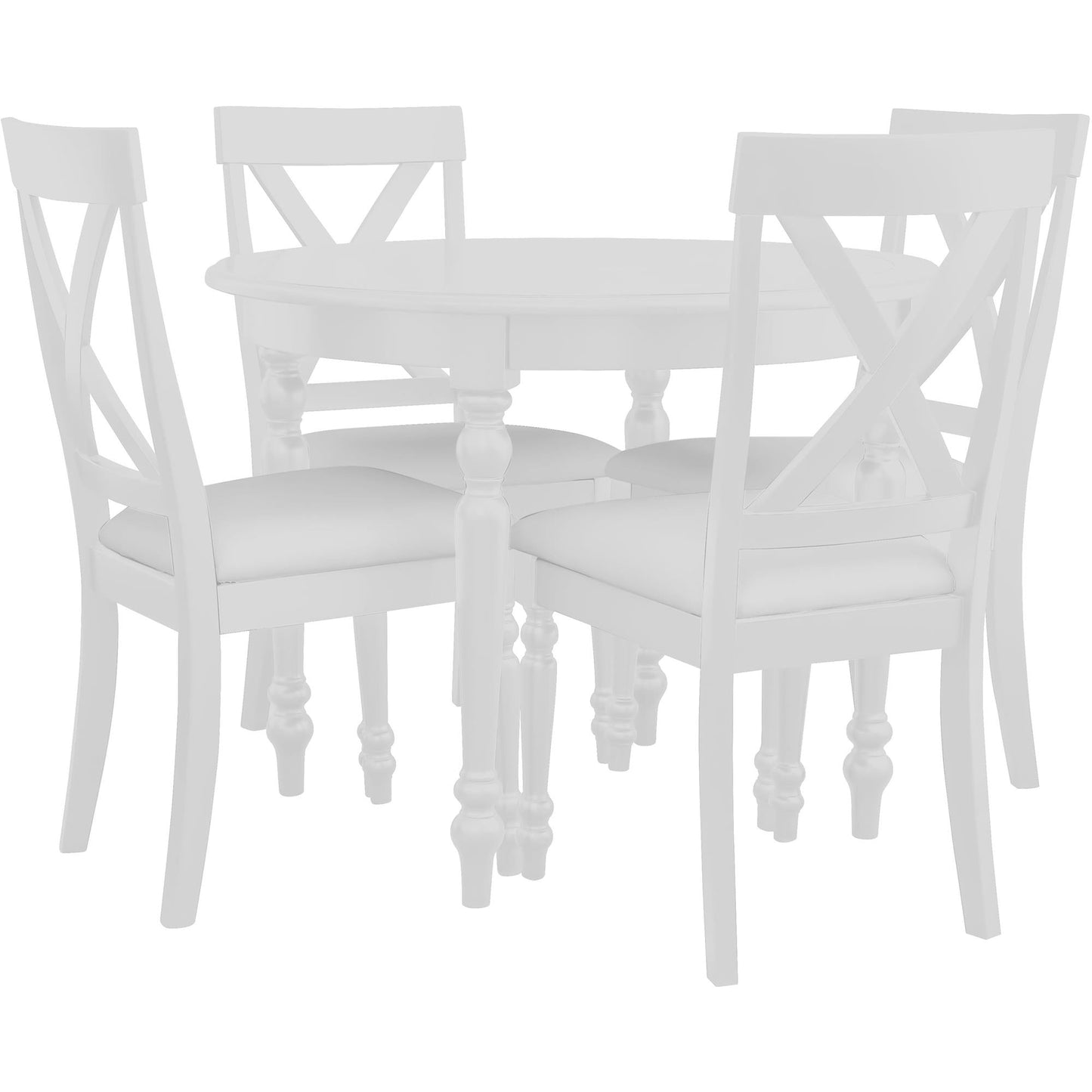 White round dining set, 5-piece, table and chairs