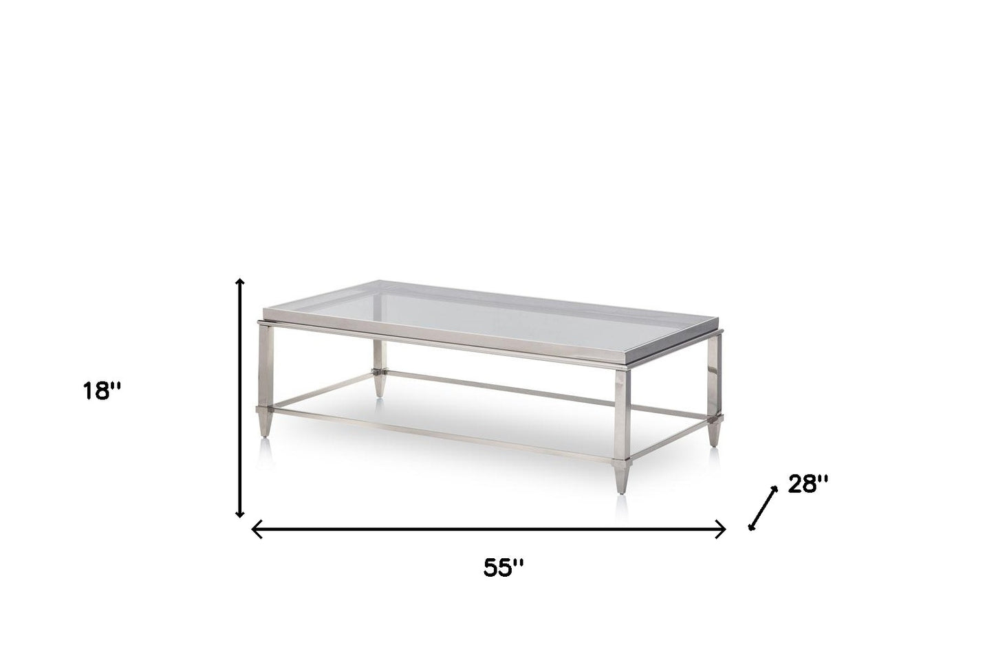 Modern Glass Coffee Table – Rectangular Metal Frame Living Room Table with Clear Top-8