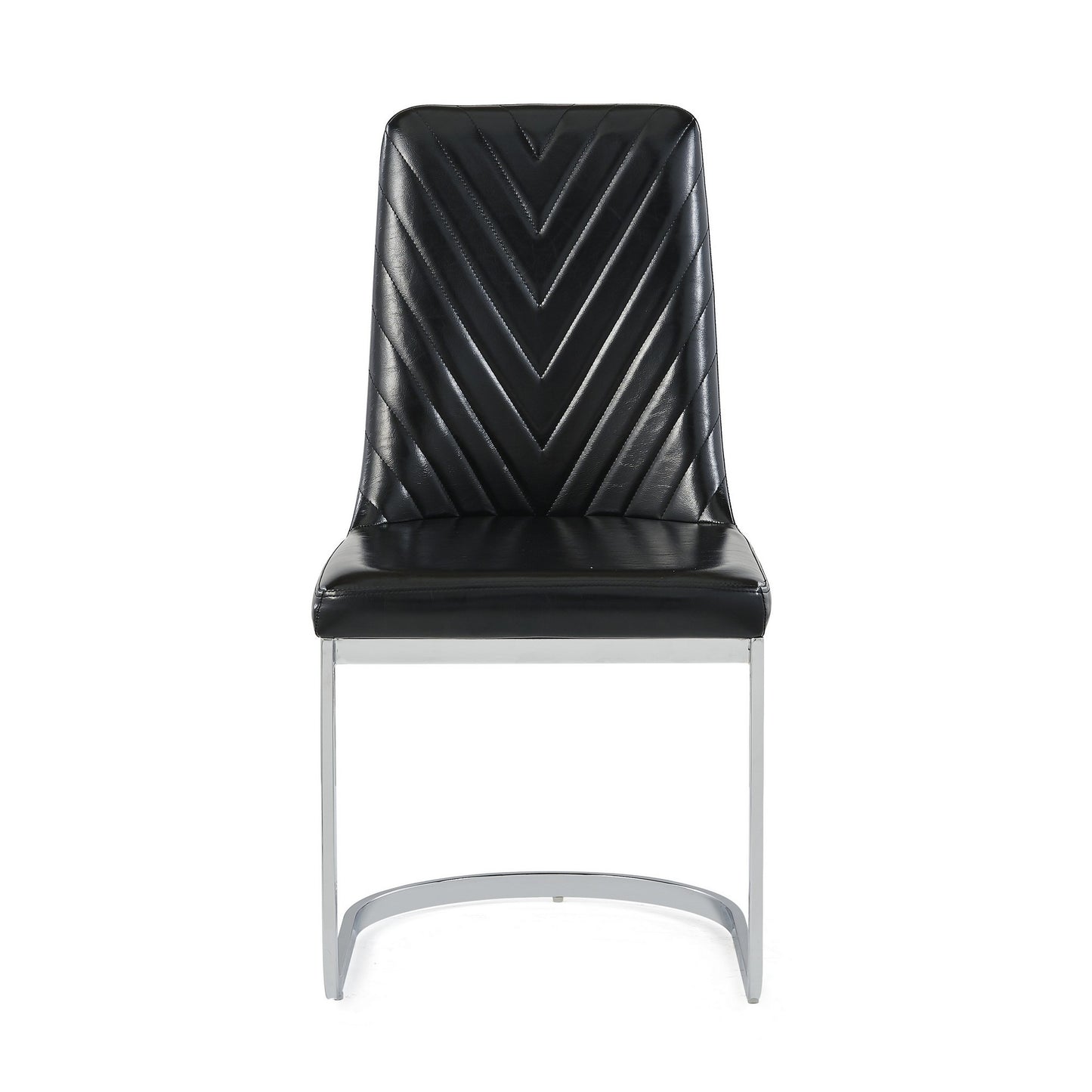 Set of Two Black and Silver Upholstered Dining Side Chairs-1