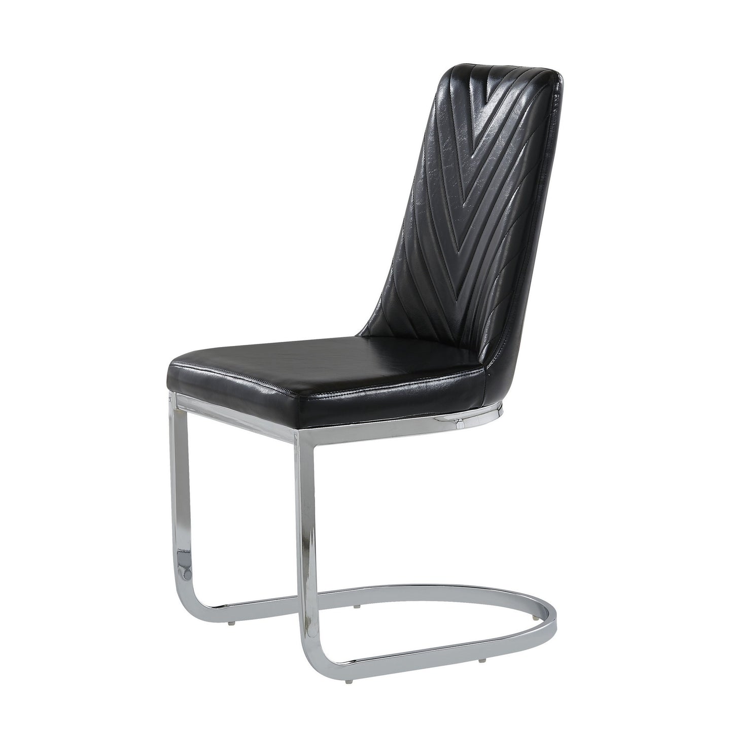 Set of Two Black and Silver Upholstered Dining Side Chairs-2