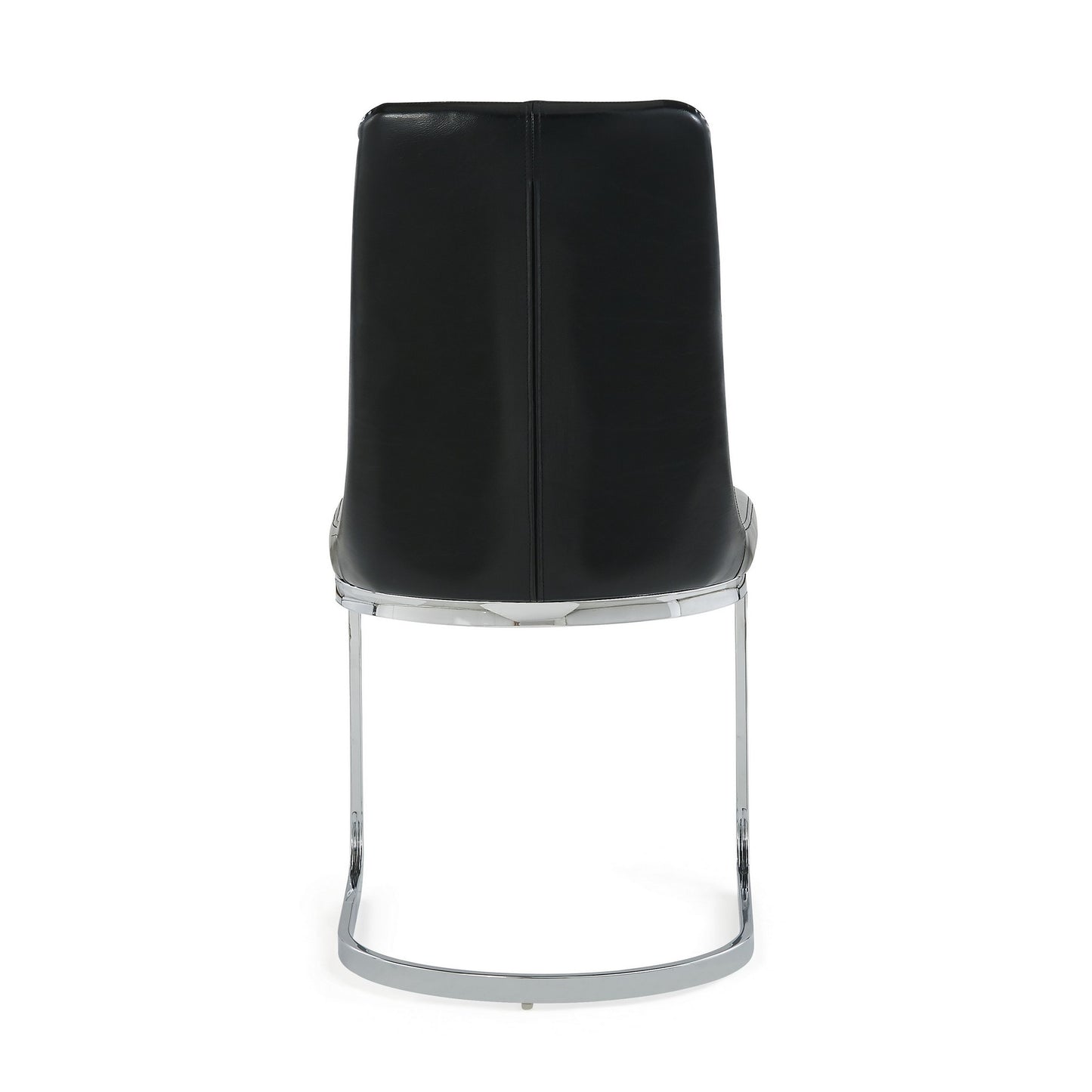 Set of Two Black and Silver Upholstered Dining Side Chairs-3