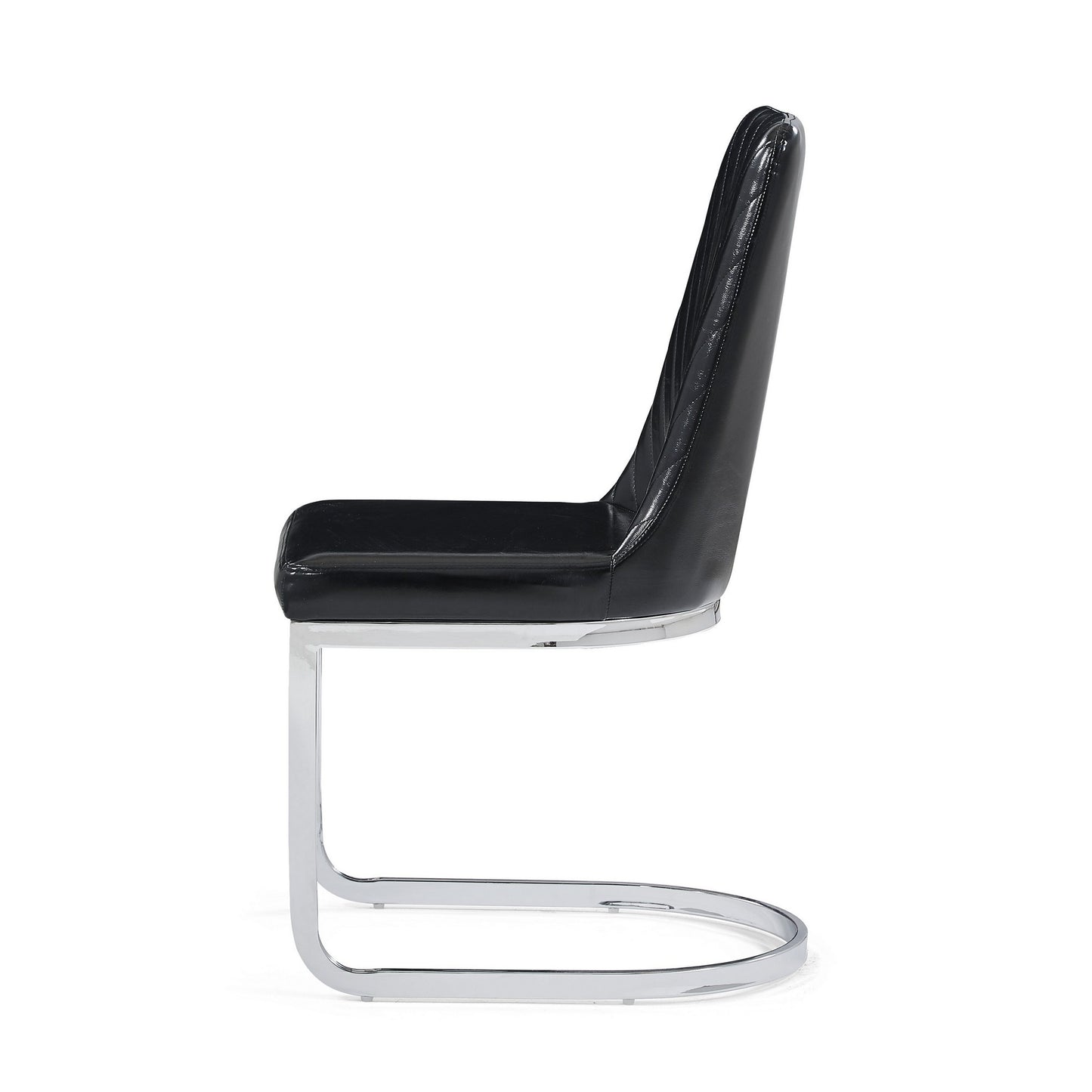 Set of Two Black and Silver Upholstered Dining Side Chairs-5