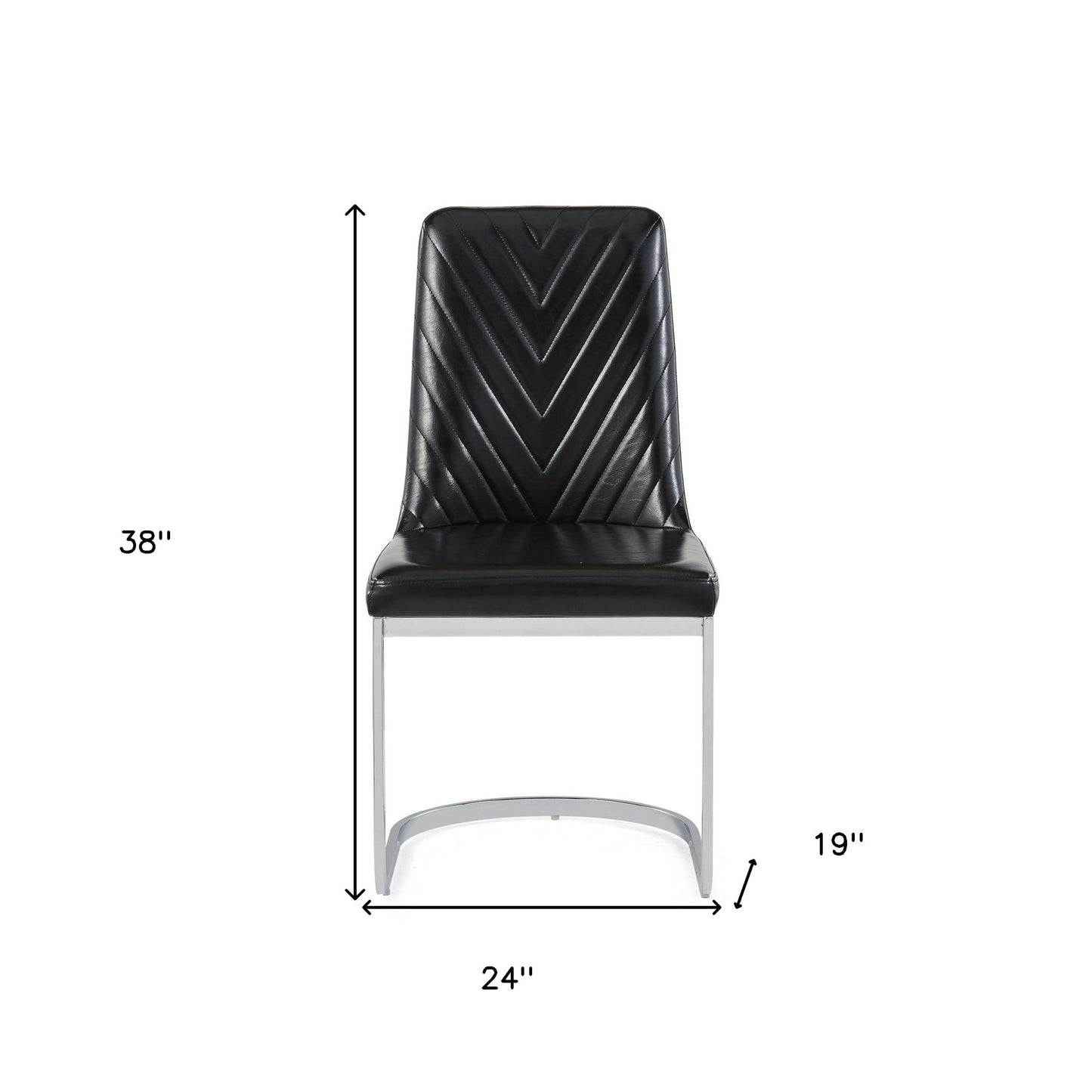 Set of Two Black and Silver Upholstered Dining Side Chairs-7