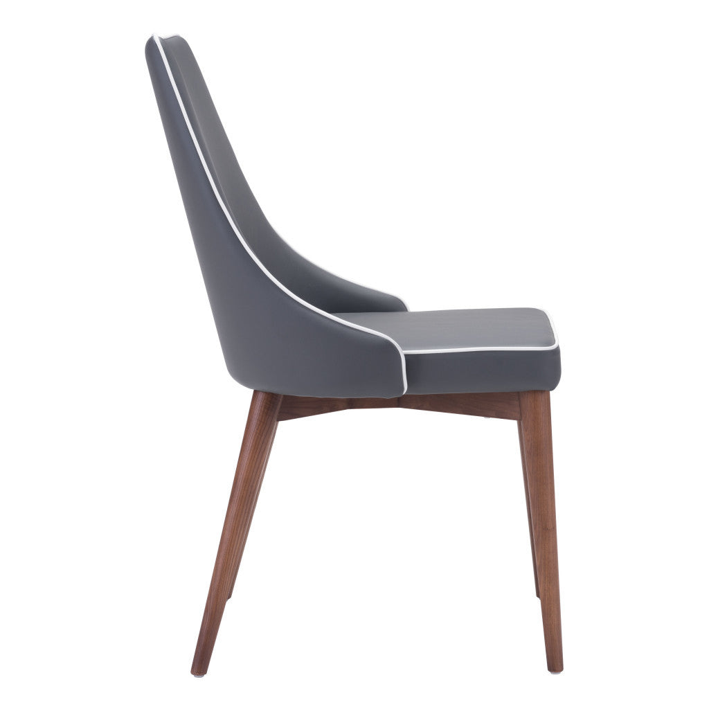 Set of Two Gray And Brown Upholstered Faux Leather Windsor Back Dining Side Chairs-2
