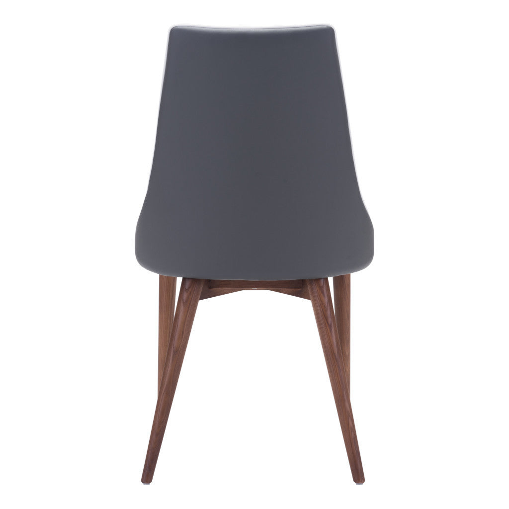 Set of Two Gray And Brown Upholstered Faux Leather Windsor Back Dining Side Chairs-4