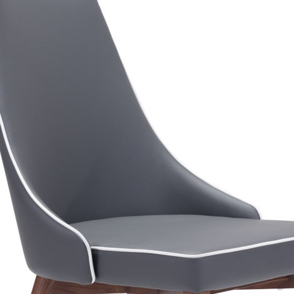 Set of Two Gray And Brown Upholstered Faux Leather Windsor Back Dining Side Chairs-5