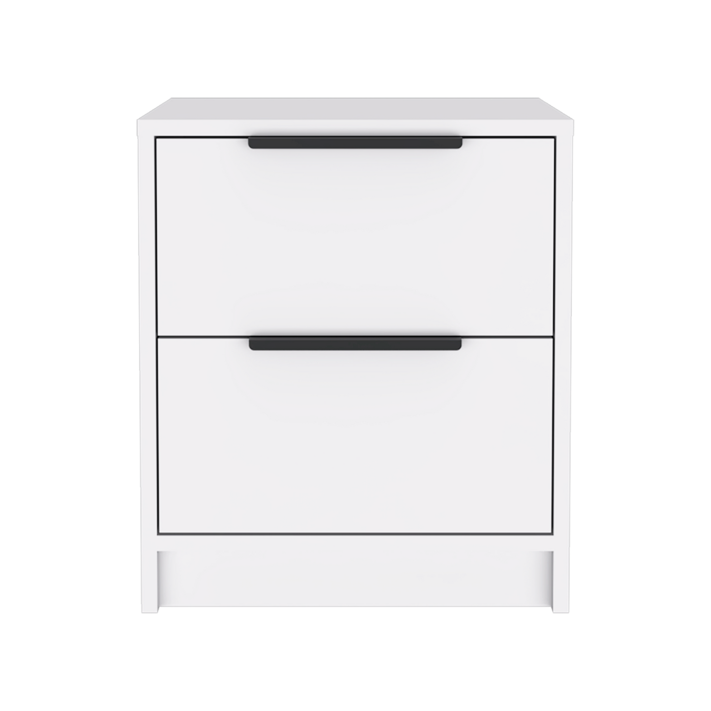 Modern White 2-Drawer Nightstand – Minimalist Bedside Table with Black Handles for Bedroom Storage-0