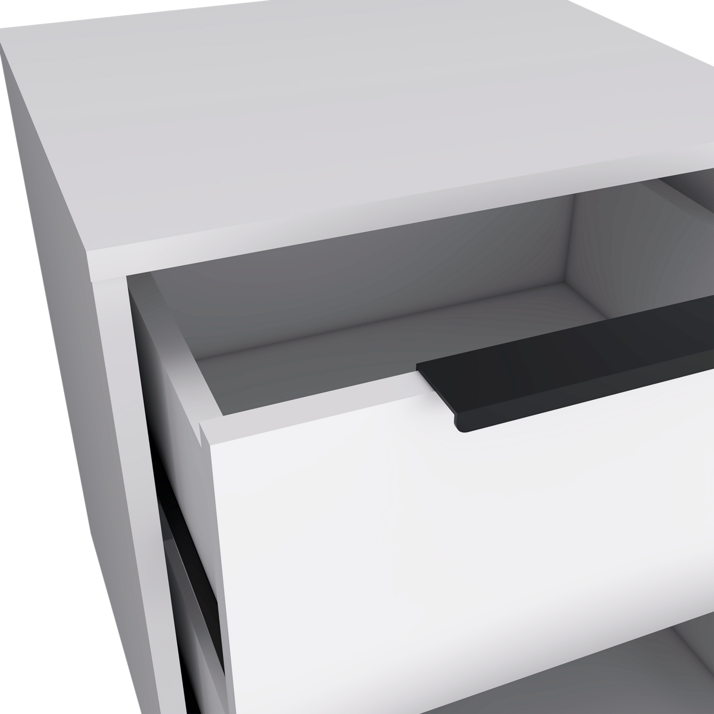 Modern White 2-Drawer Nightstand – Minimalist Bedside Table with Black Handles for Bedroom Storage-4