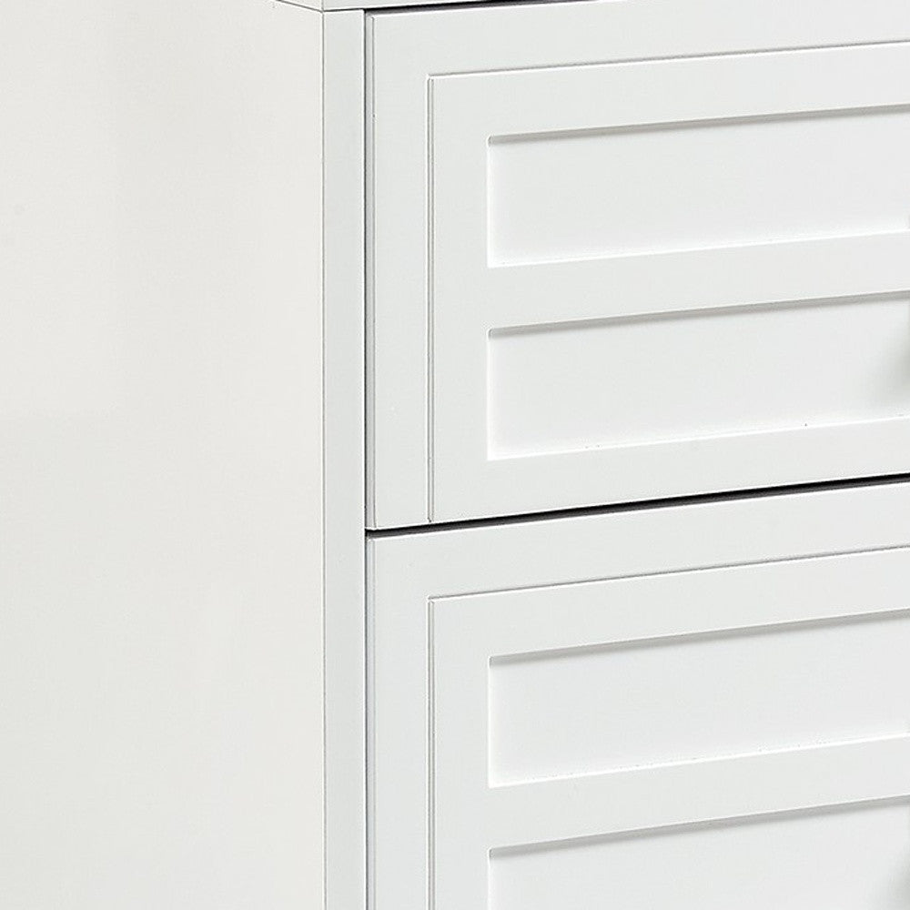 White 2-Drawer Nightstand with Crystal Knobs – Modern Glam Bedside Table with Acrylic Legs-5