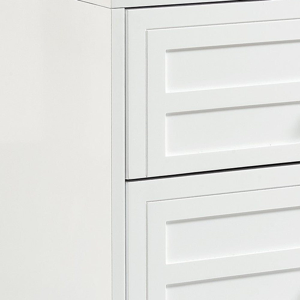 White 2-Drawer Nightstand with Crystal Knobs – Modern Glam Bedside Table with Acrylic Legs-6