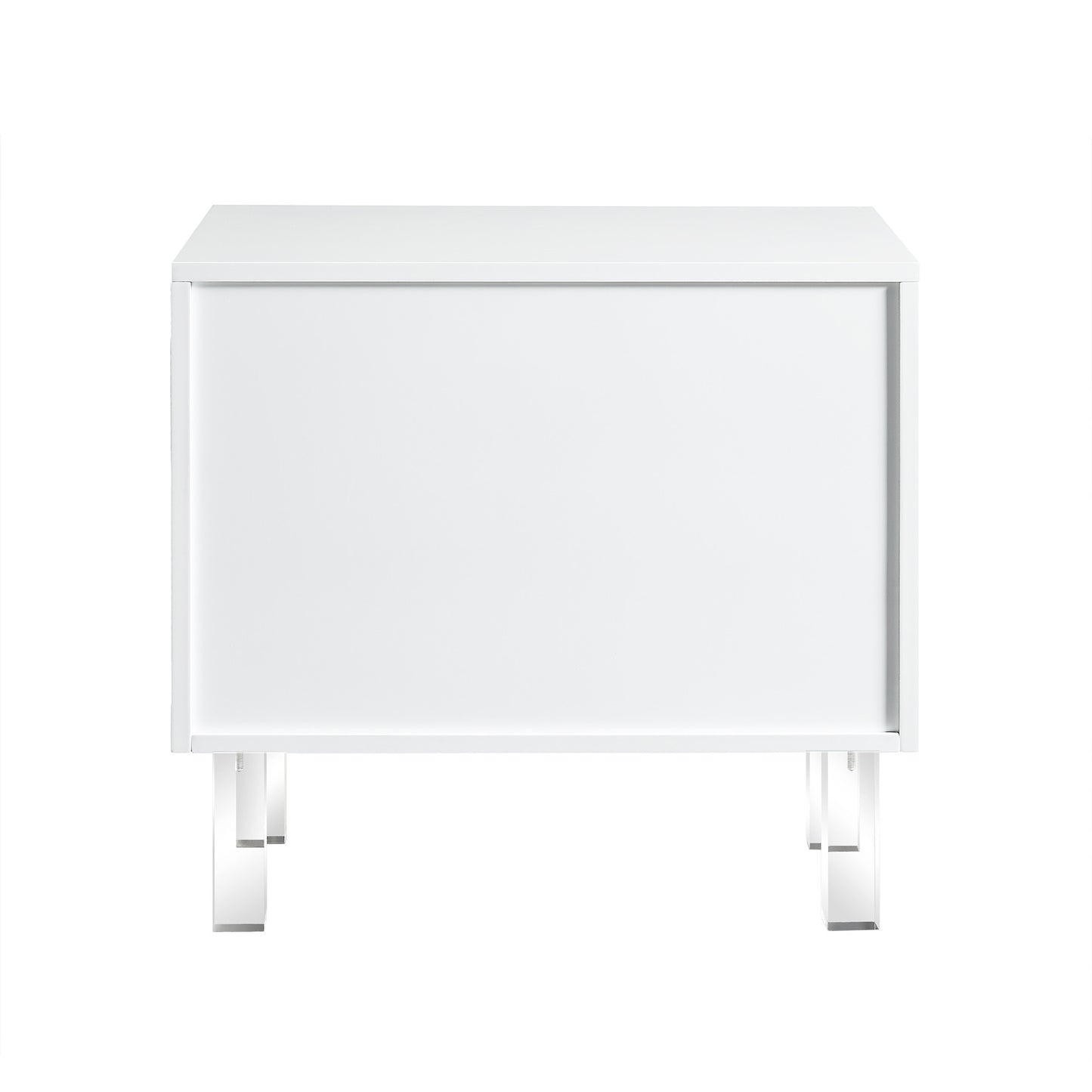 White 2-Drawer Nightstand with Crystal Knobs – Modern Glam Bedside Table with Acrylic Legs-3