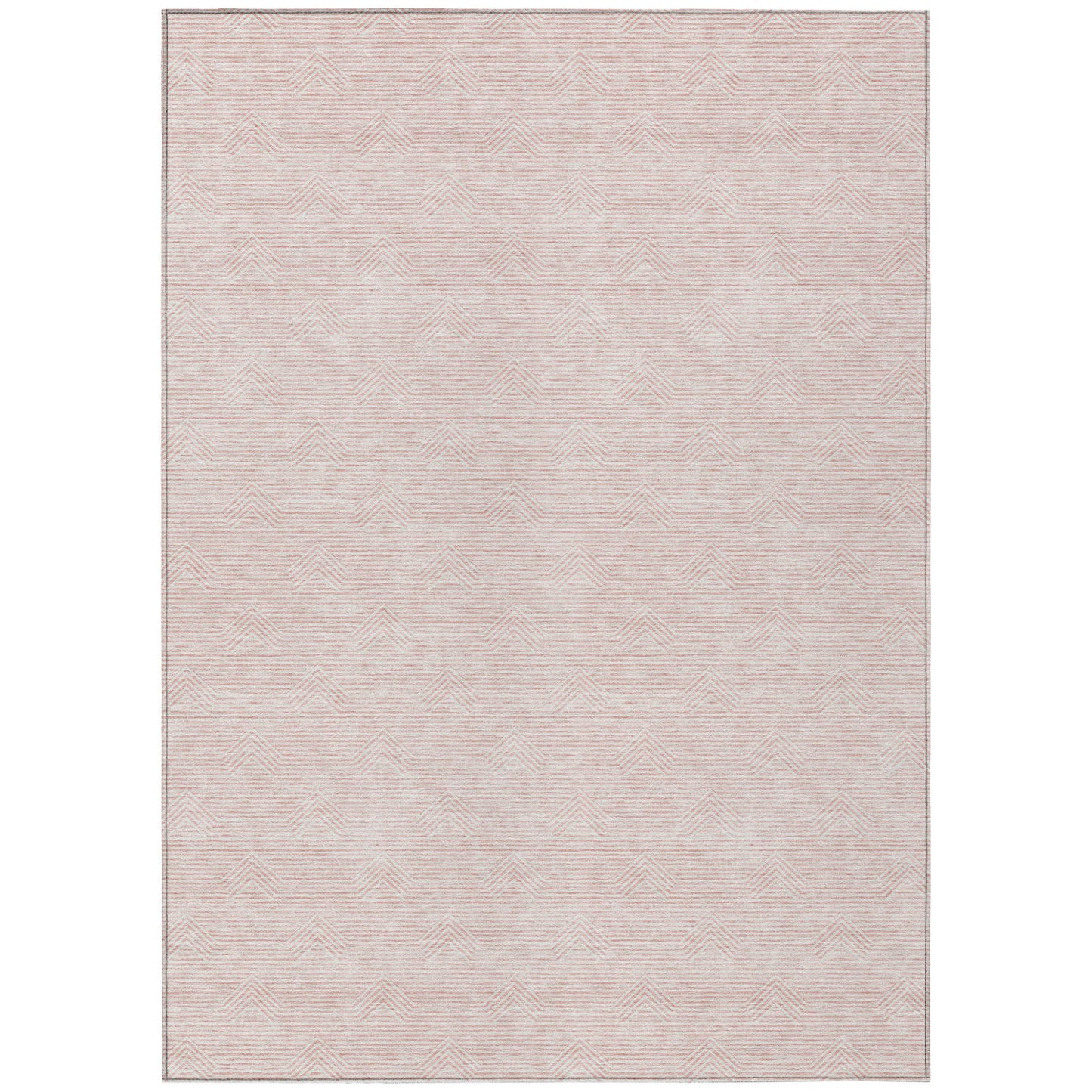3' X 5' Pink And Gray Geometric Washable Indoor Outdoor Area Rug-1