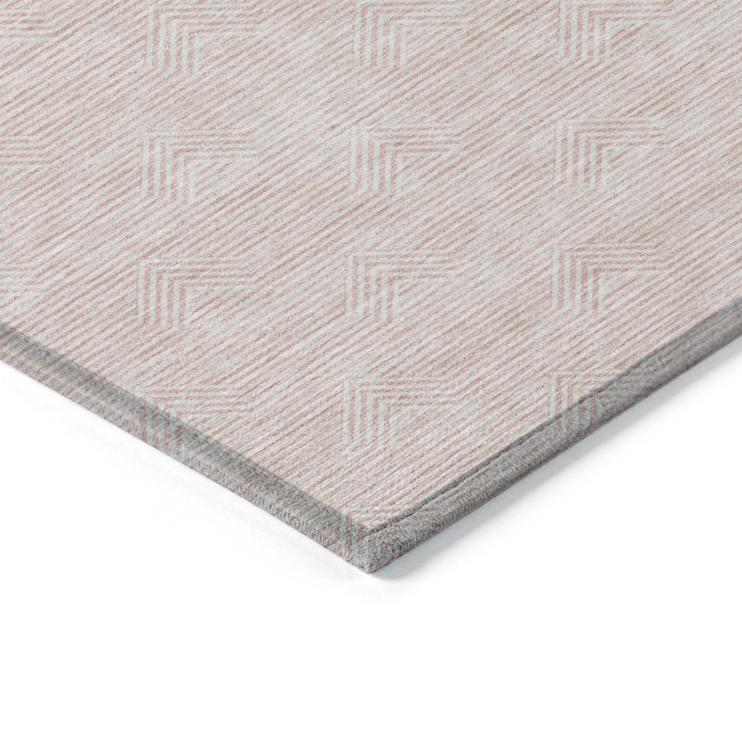 3' X 5' Pink And Gray Geometric Washable Indoor Outdoor Area Rug-4