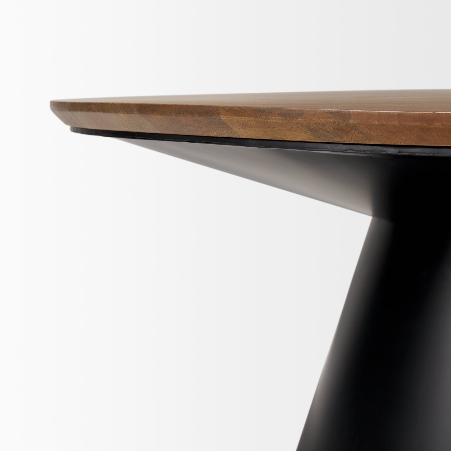 Modern Round Coffee Table – Wood Top & Black Base Contemporary Center Table for Living Room-4