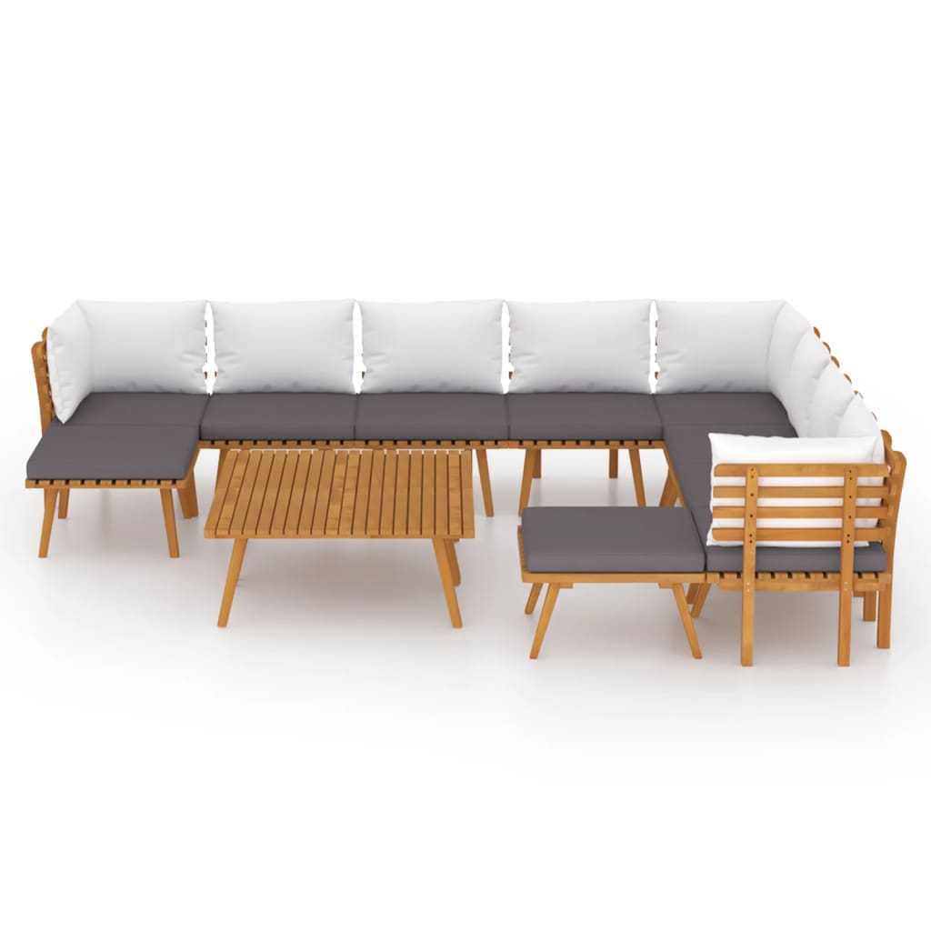 vidaXL 12 Piece Patio Lounge Set with Cushions Solid Acacia Wood-1