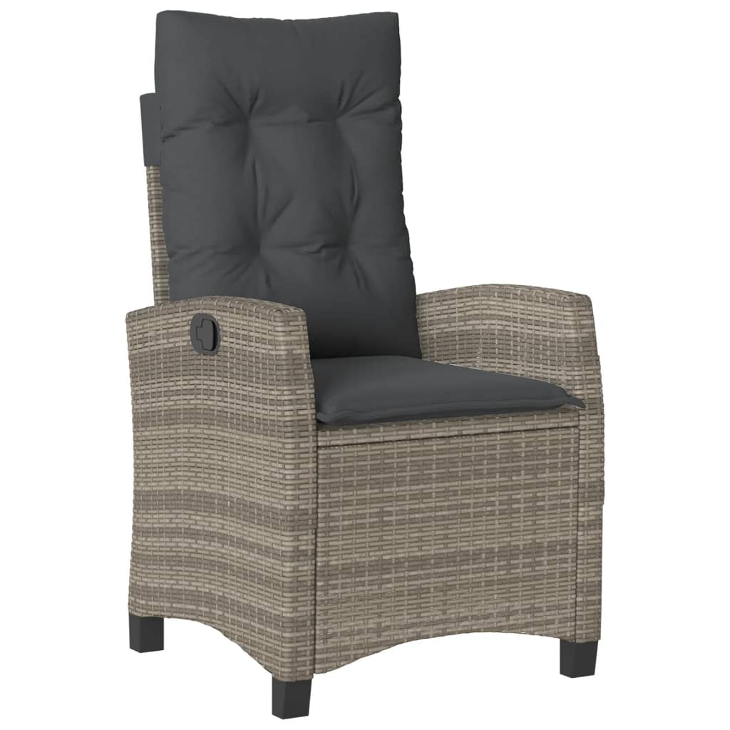vidaXL 9 Piece Patio Dining Set with Cushions Gray Poly Rattan-3