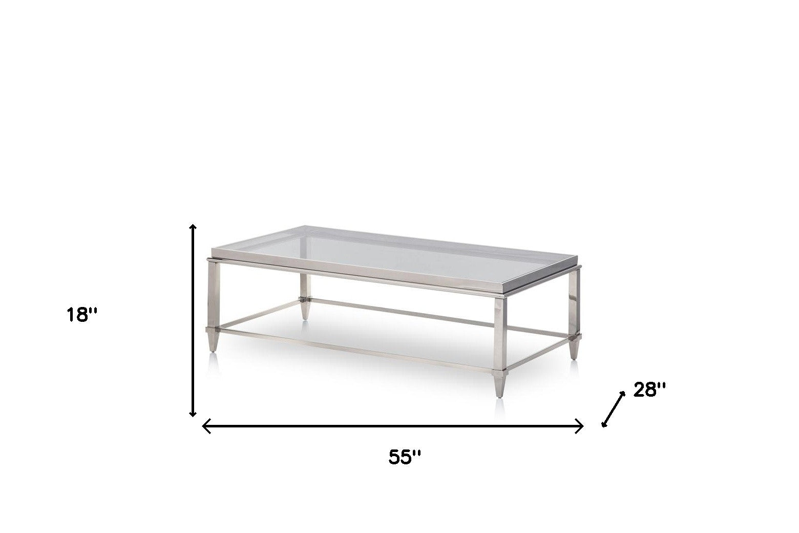 Modern Glass Coffee Table – Rectangular Metal Frame Living Room Table with Clear Top-8