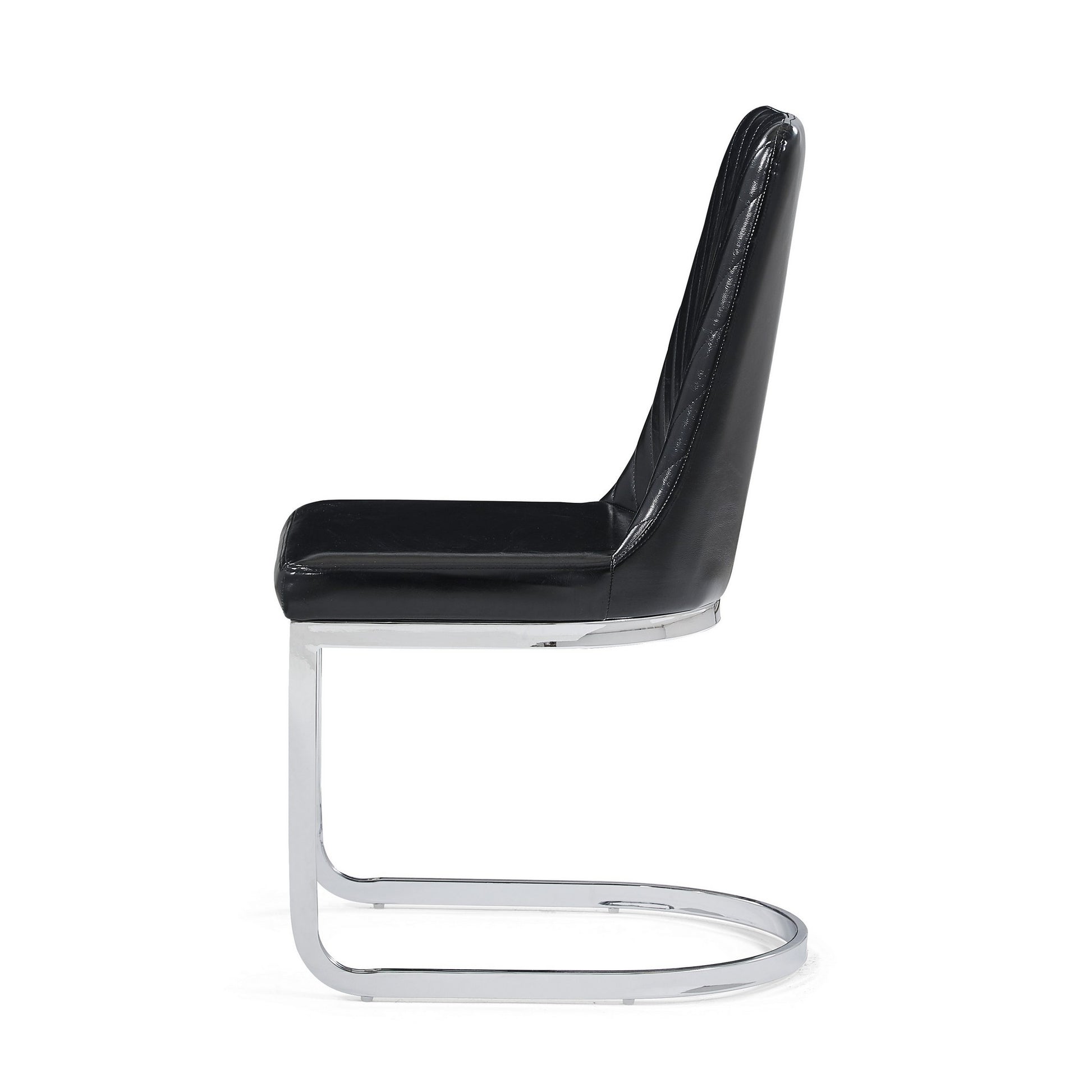 Set of Two Black and Silver Upholstered Dining Side Chairs-5