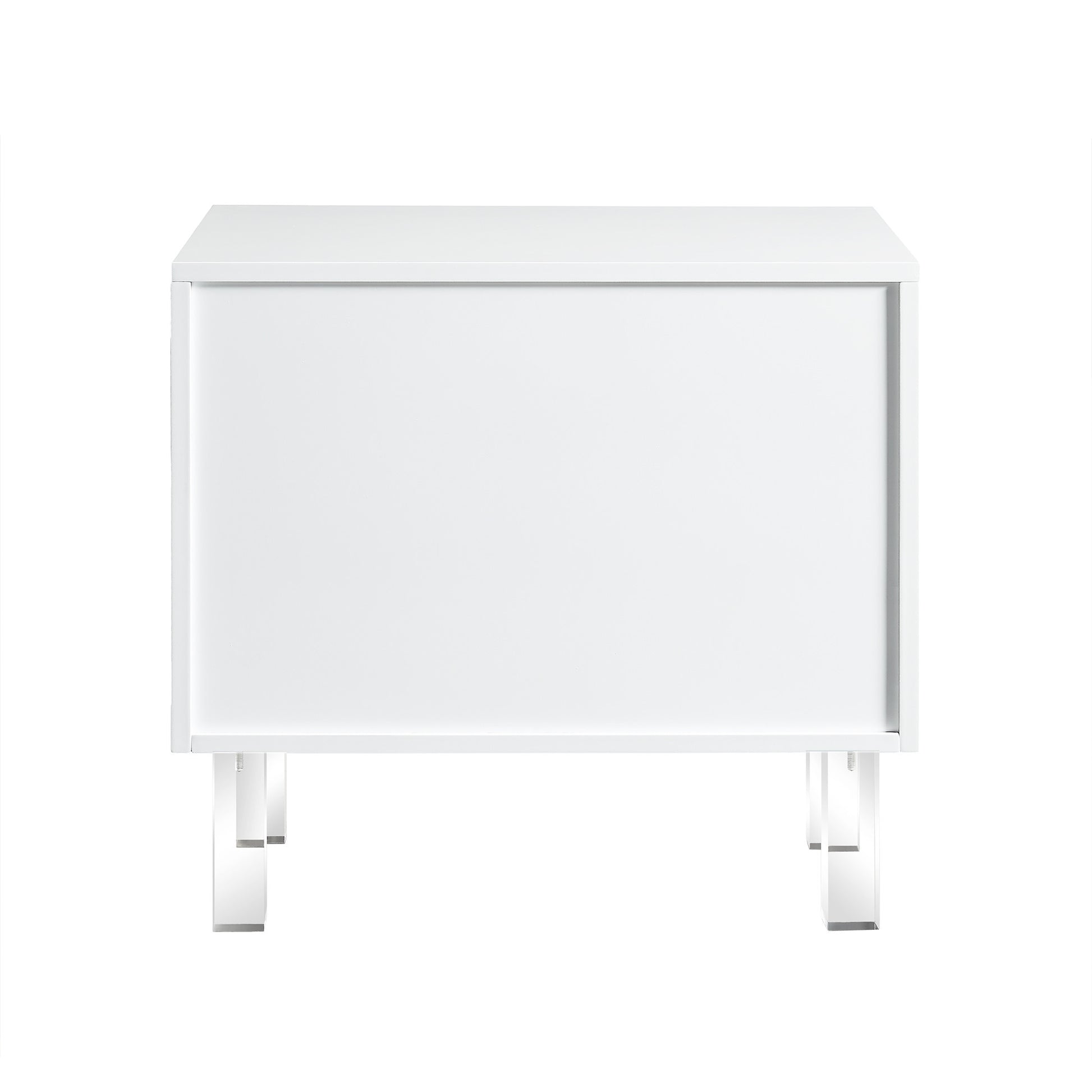 White 2-Drawer Nightstand with Crystal Knobs – Modern Glam Bedside Table with Acrylic Legs-3