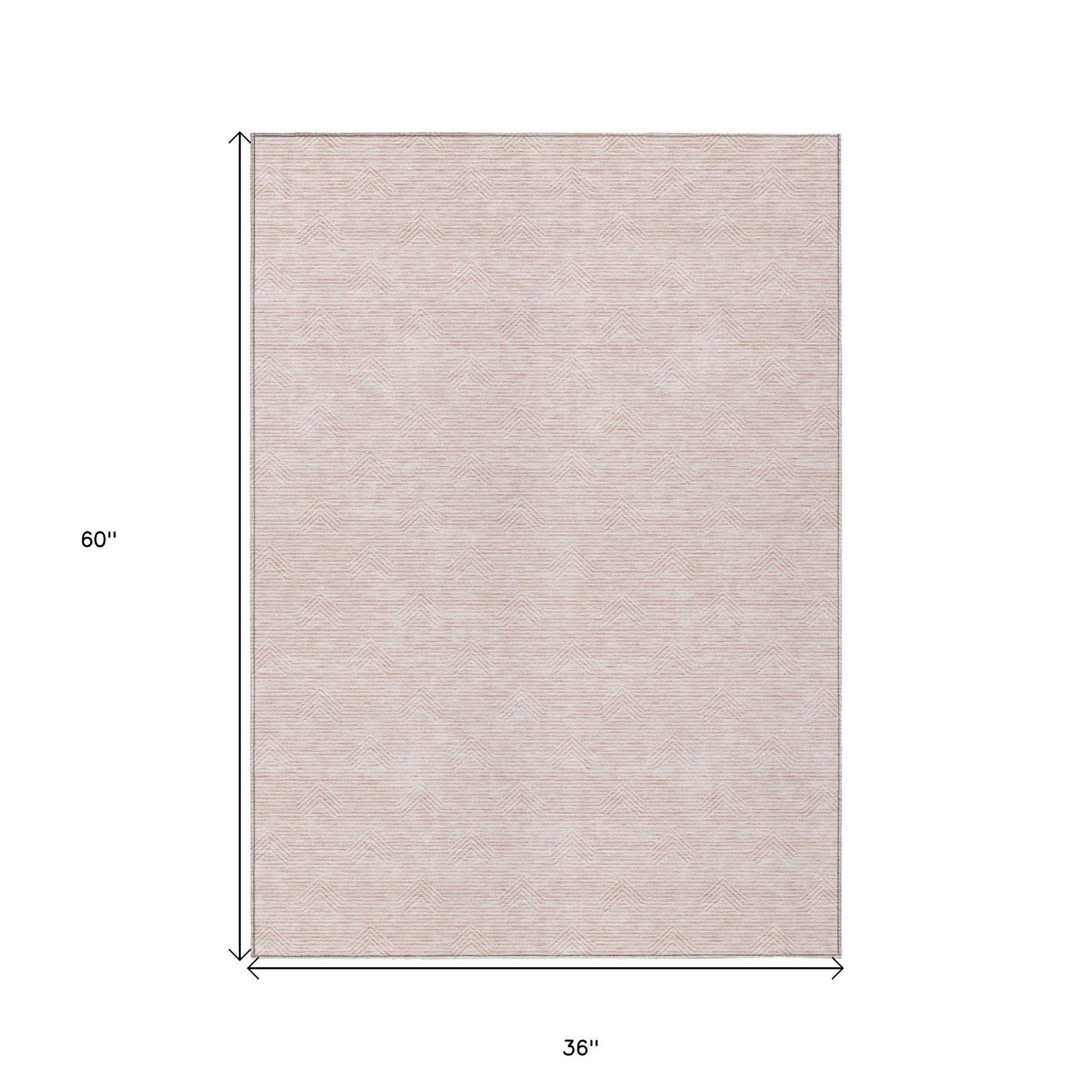 3' X 5' Pink And Gray Geometric Washable Indoor Outdoor Area Rug-2