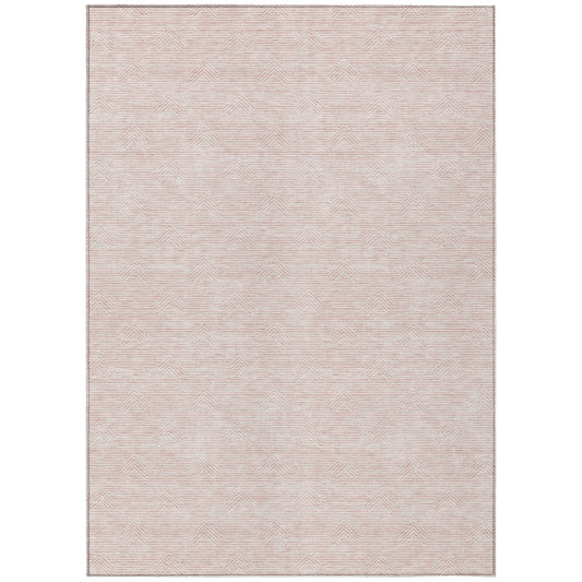 3' X 5' Pink And Gray Geometric Washable Indoor Outdoor Area Rug-1