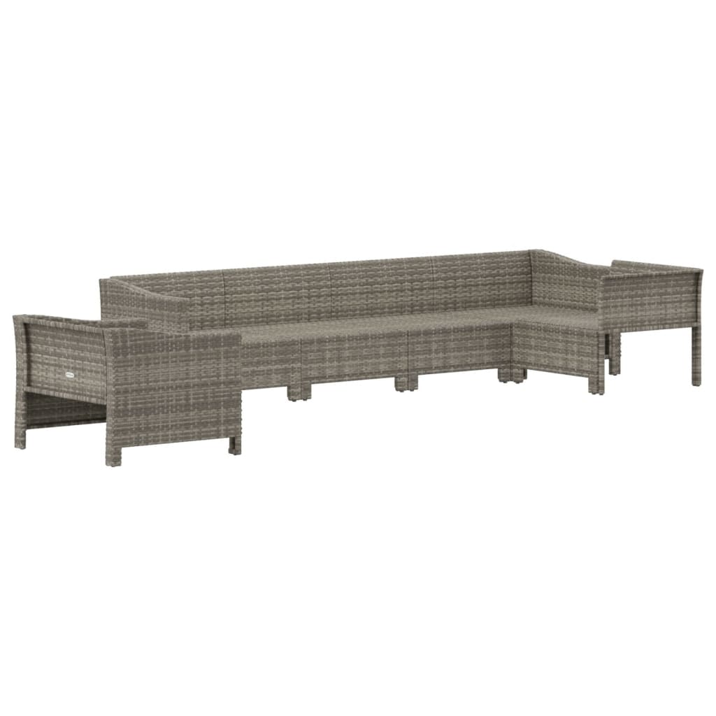 vidaXL 6 Piece Patio Lounge Set with Cushions Gray Poly Rattan-2